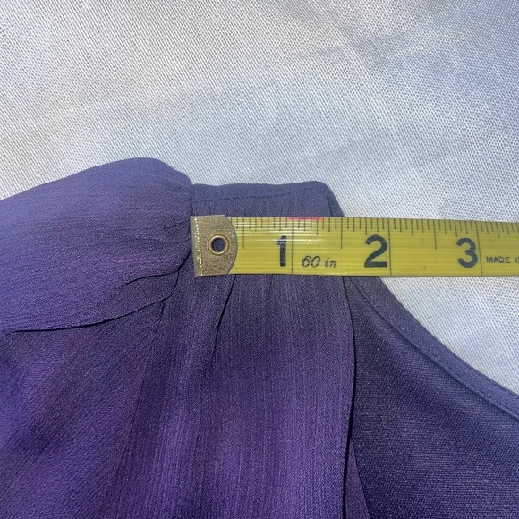 DKNY  Women's Purple Belted Flutter Short Sleeve V-neckFloral Chiffon Midi Sz 4 - Picture 6 of 10